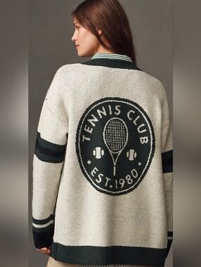 Anthropologie Flat White Game Day Tennis Cardigan One Size NWT$150 *Soldout*